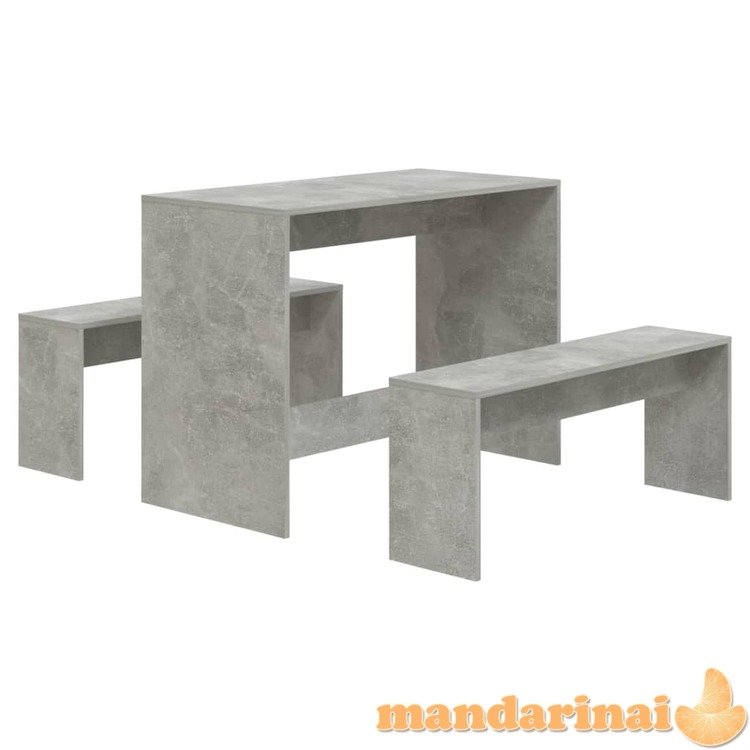 Valgomojo baldų komplektas, 3 dalių, betono pilkos spalvos, mdp