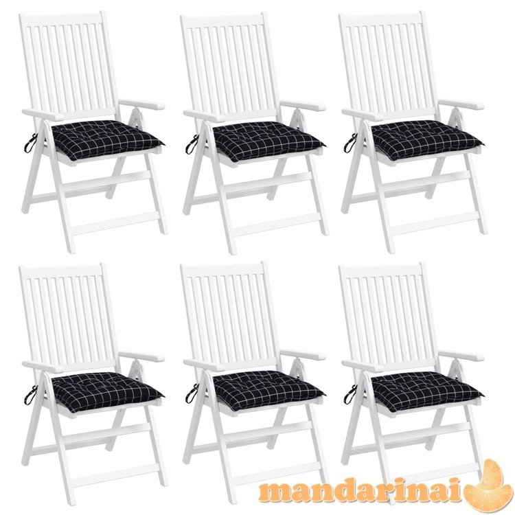 Kėdės pagalvėlės, 6vnt., 50x50x7cm, audinys, juodi langeliai