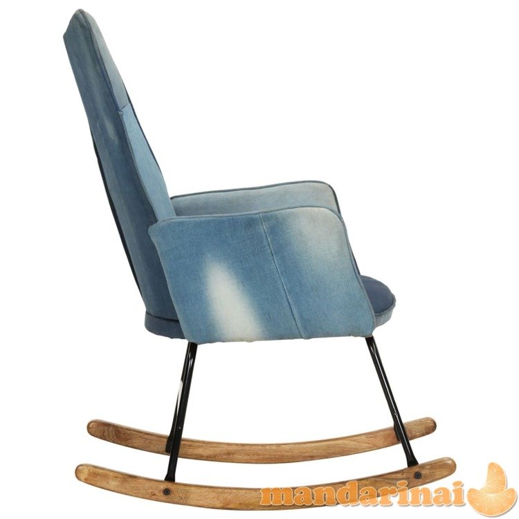 Supama kėdė, mėlynos spalvos, drobė, skiautinio dizaino