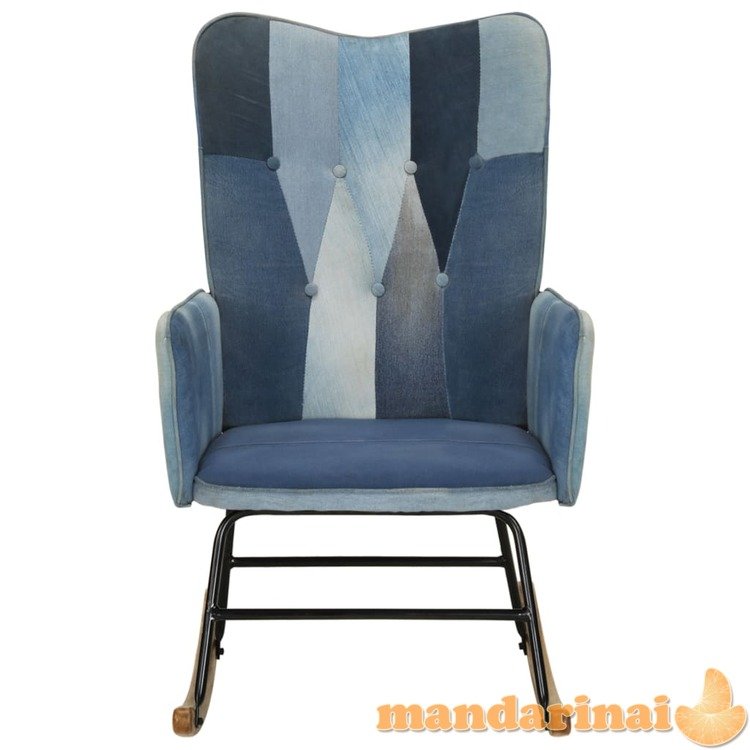 Supama kėdė, mėlynos spalvos, drobė, skiautinio dizaino