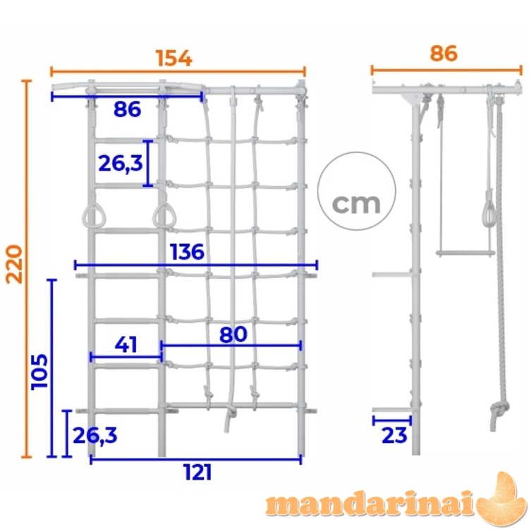 Sporto kompleksas (gimnastikos sienelė) SANRO S7 &scaron;viesiai violetinė-žydra, 219,6x154cm