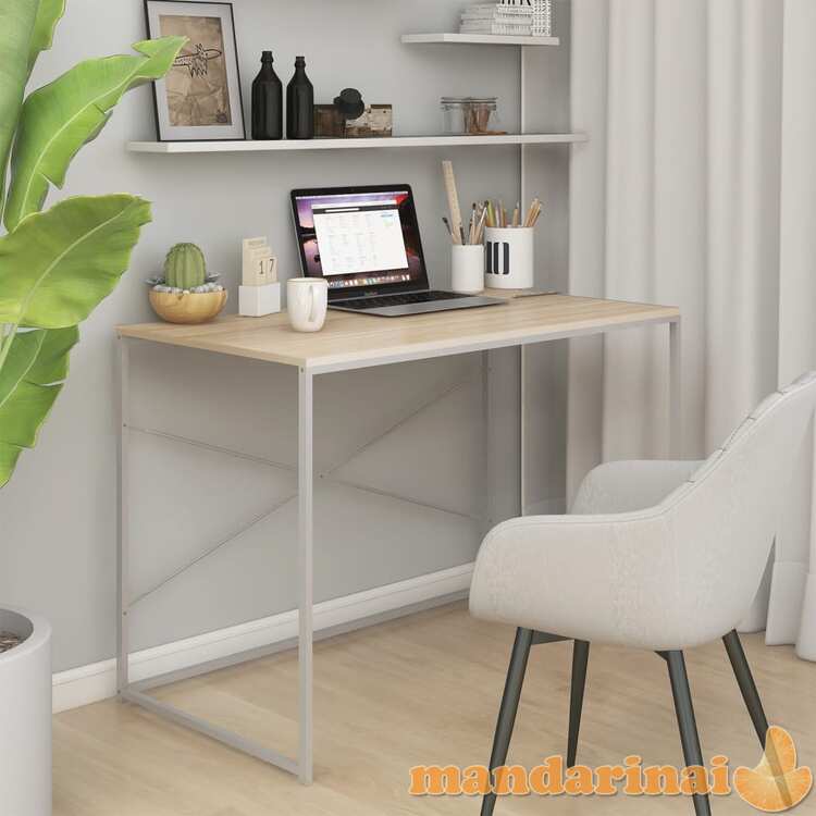Kompiuterio stalas, baltos ir ąžuolo spalvos, 110x60x70cm, mdp