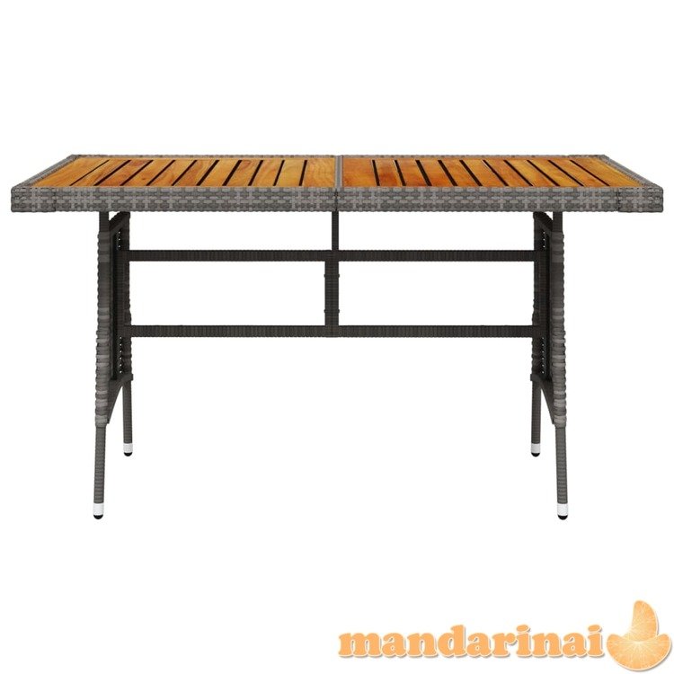Sodo stalas, pilkas, 130x70x72cm, poliratanas ir akacija
