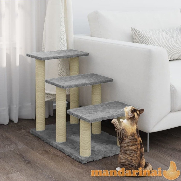 Draskyklė katėms su stovais iš sizalio, šviesiai pilka, 50,5cm