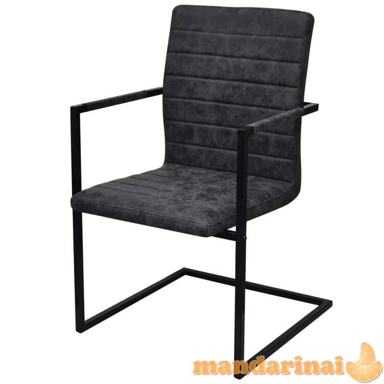 Gembinės valgomojo kėdės, 2vnt., juodos, dirbtinė oda