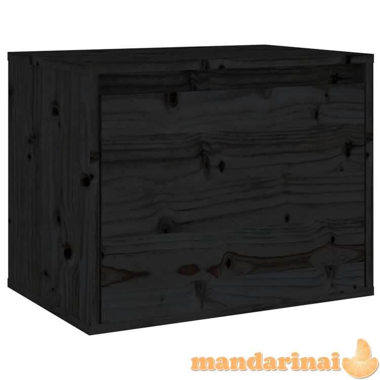 Sieninė spintelė, juoda, 45x30x35cm, pušies medienos masyvas