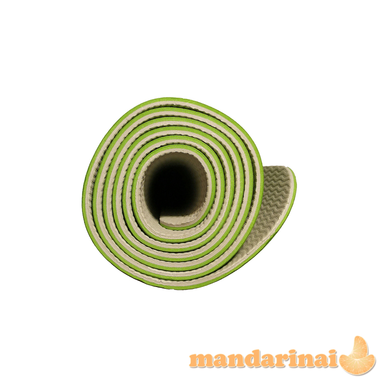 Gimnastikos/jogos kilimėlis TPE dvipusis KP-189 Žalias/pilkas