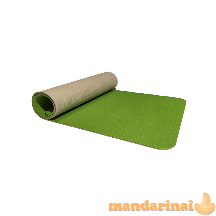 Gimnastikos/jogos kilimėlis TPE dvipusis KP-189 Žalias/pilkas