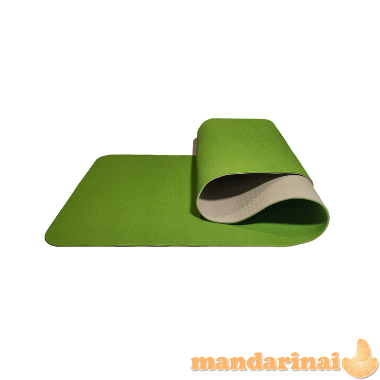 Gimnastikos/jogos kilimėlis TPE dvipusis KP-189 Žalias/pilkas