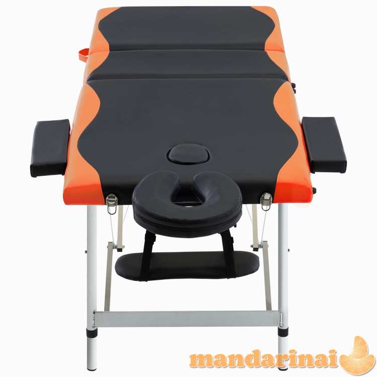 Masažinis stalas, juodas ir oranžinis, aliuminis, 3 zonų