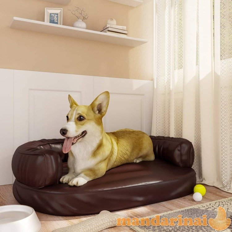 Ergonomiška lova šunims, rudos spalvos, 75x53cm, dirbtinė oda
