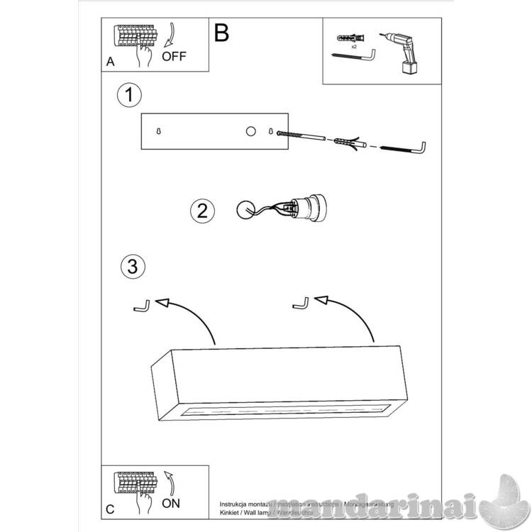 Sieninis šviestuvas keramika vega pilka 6