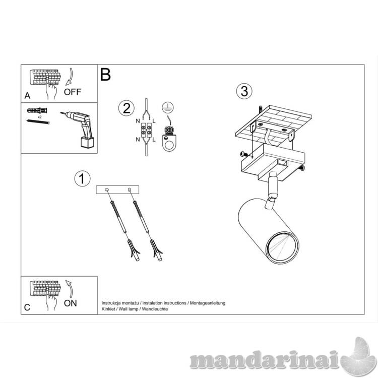 Celfond kryptinis šviestuvas 1 balta