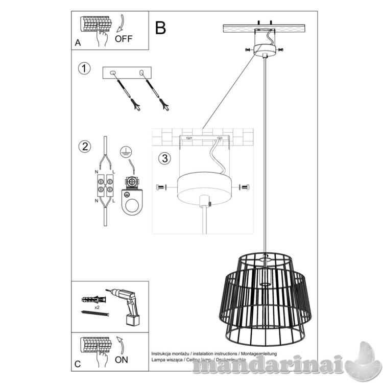 Pakabinama lempa GATE juoda 4