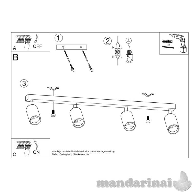 Lubinis šviestuvas Berg 4 natūrali mediena 4