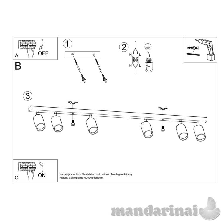 Lubinis šviestuvas Berg 6 natūrali mediena 4