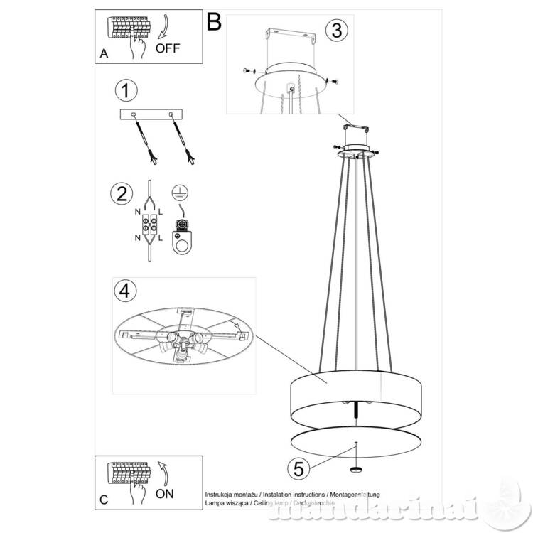 Lubinis šviestuvas Skala 30 balta