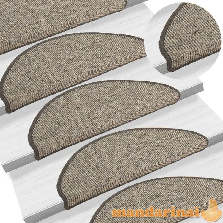 Lipnūs laiptų kilimėliai, 15vnt., pilki ir smėlio, 65x25cm