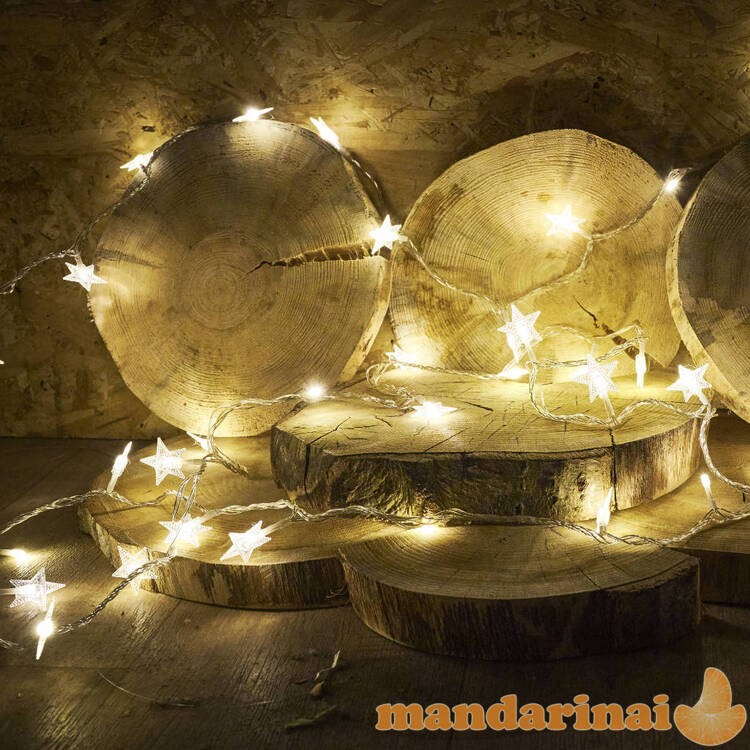 LED lempučių grandinėlė žvaigždės 10m 100LED šilta