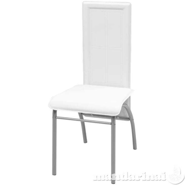 Valgomojo kėdės, 4 vnt., baltos spalvos, dirbtinė oda