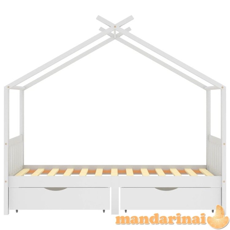 Vaikiškos lovos rėmas su stalčiais, baltas, 90x200cm, pušis