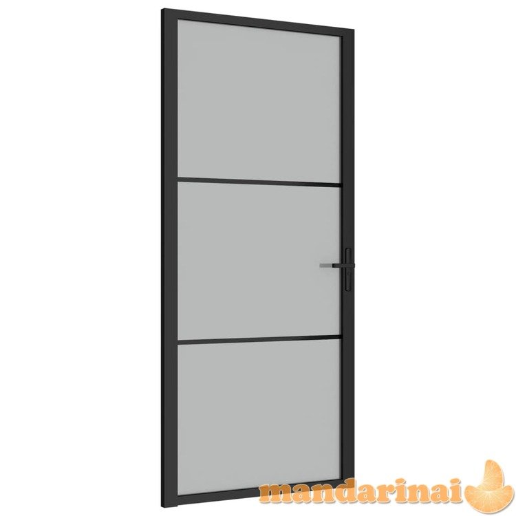 Vidaus durys, juodos, 93x201,5cm, matinis stiklas ir aliuminis