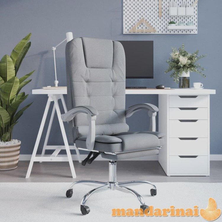 Atlošiama masažinė biuro kėdė, šviesiai pilkos spalvos, audinys