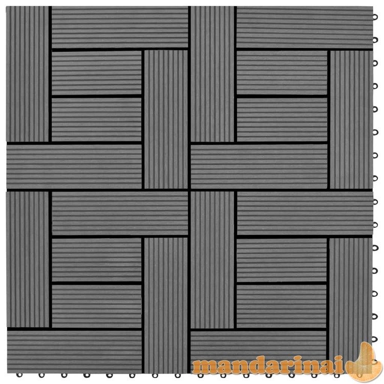 Pilkos terasinės plytelės, 1 m2, 11 vnt.,  30 x 30 cm, wpc