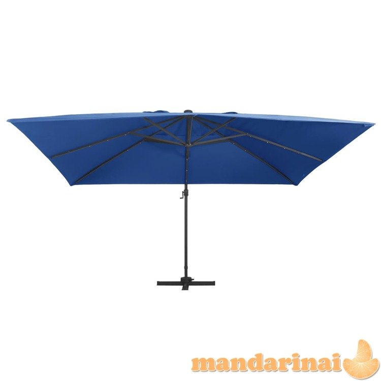 Gembinis skėtis su led/aliuminio stulpu, mėlynas, 400x300cm