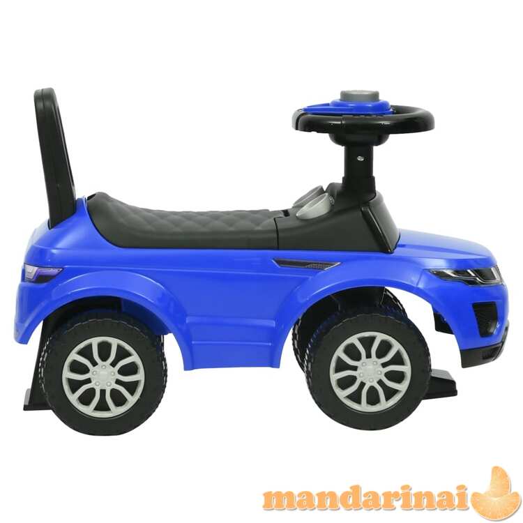 Paspiriamas vaikiškas automobilis, mėlynos spalvos