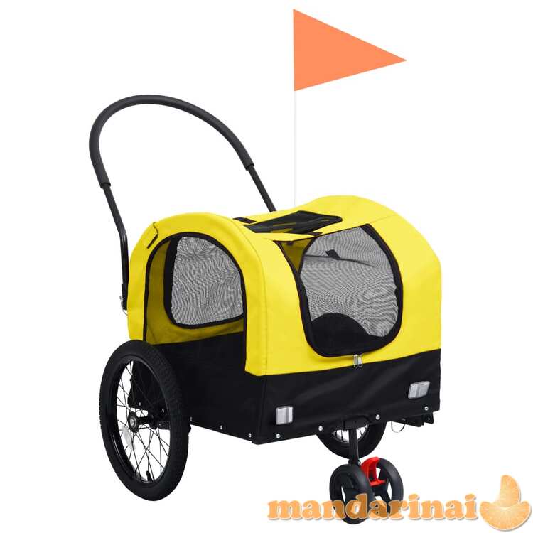 2-1 vežimėlis naminiams gyvūnams, geltonas ir juodas