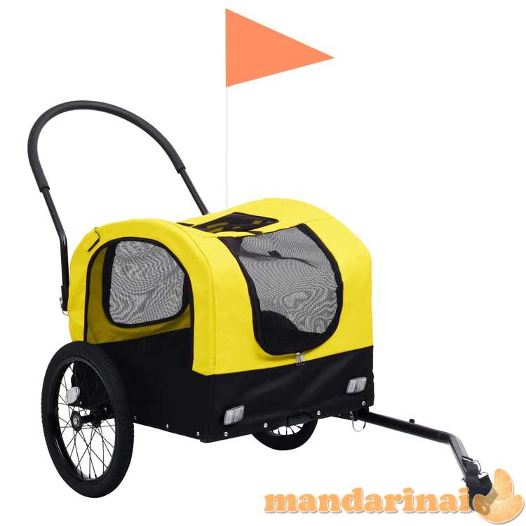 2-1 vežimėlis naminiams gyvūnams, geltonas ir juodas