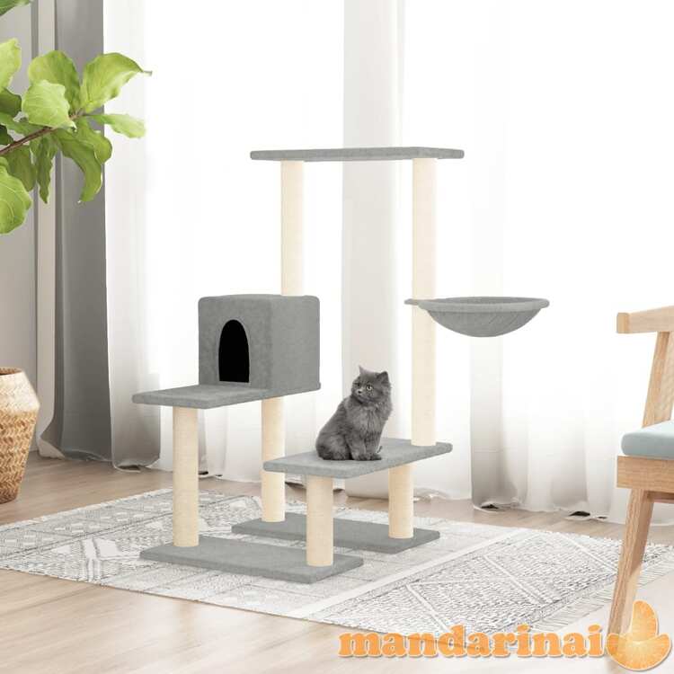 Draskyklė katėms su stovais iš sizalio, šviesiai pilka, 94,5cm
