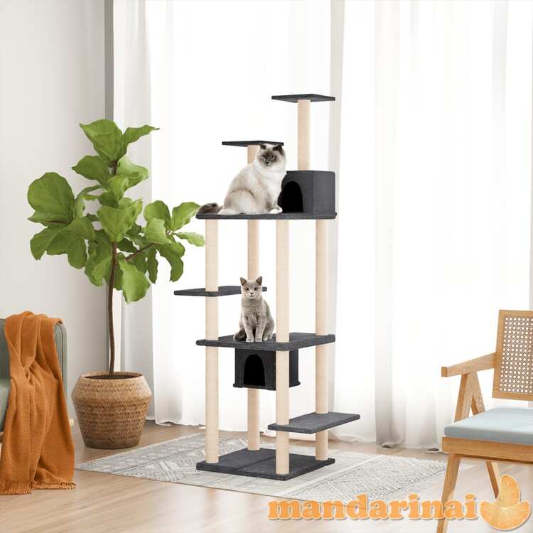 Draskyklė katėms su stovais iš sizalio, tamsiai pilka, 176cm