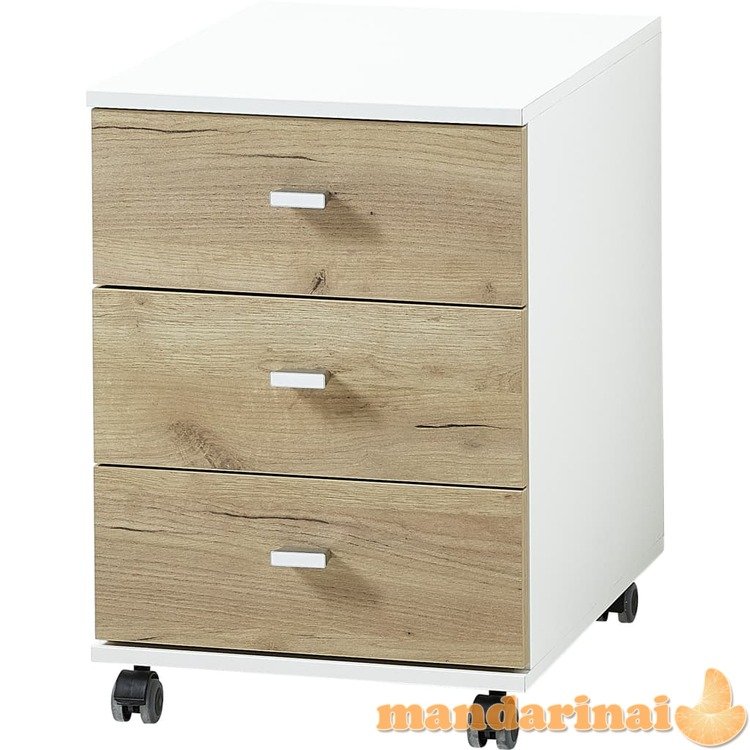 426459 germania rolling filing cabinet  altino  40x48,9x56,9 cm navarra-oak and white