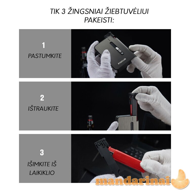 Cigarečių dėklas - porcigaras su keičiamu žiebtuvėliu