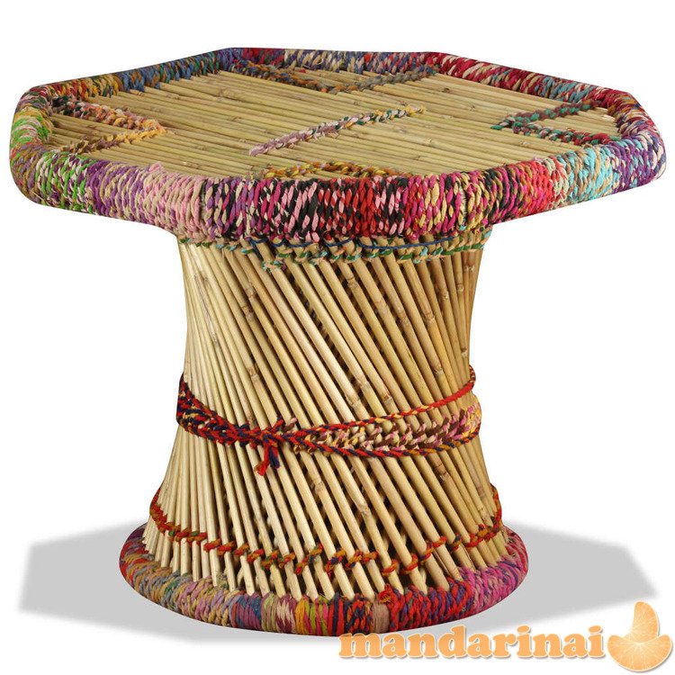 Kavos staliukas, bambukas, su megztomis detalėmis, įv. sp.