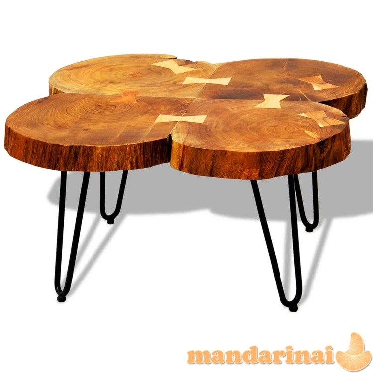 Kavos staliukas, 35 cm, 4 kamienai, masyvi akacijos mediena