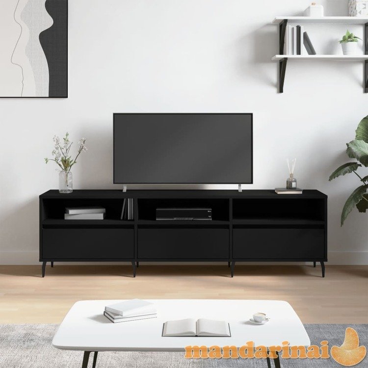 Televizoriaus spintelė, juoda, 150x30x44,5cm, apdirbta mediena