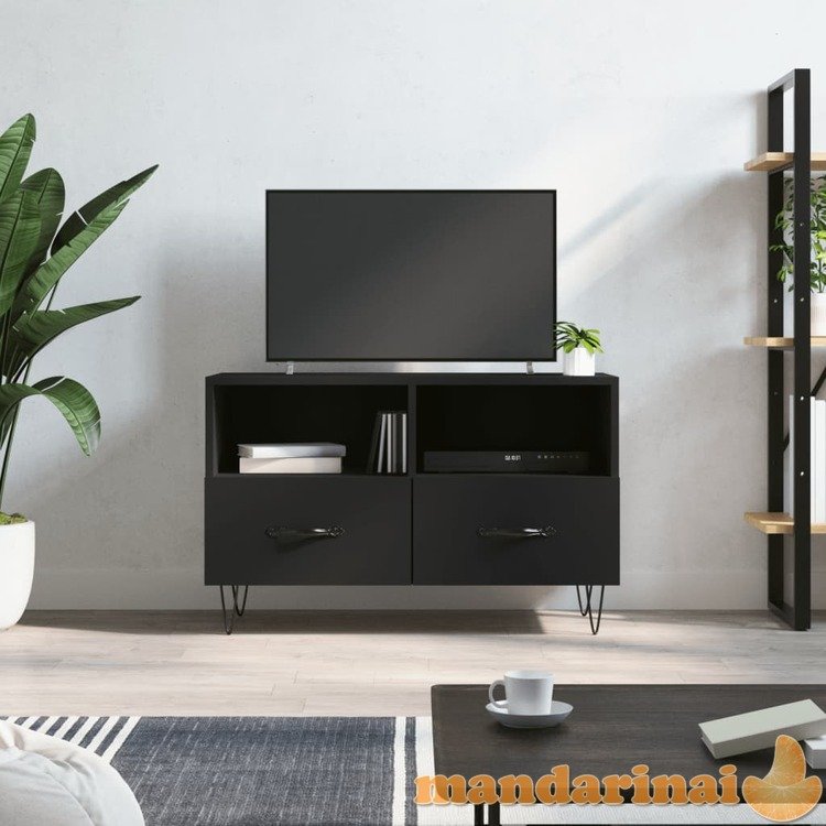 Televizoriaus spintelė, juodos spalvos, 80x36x50cm, mediena
