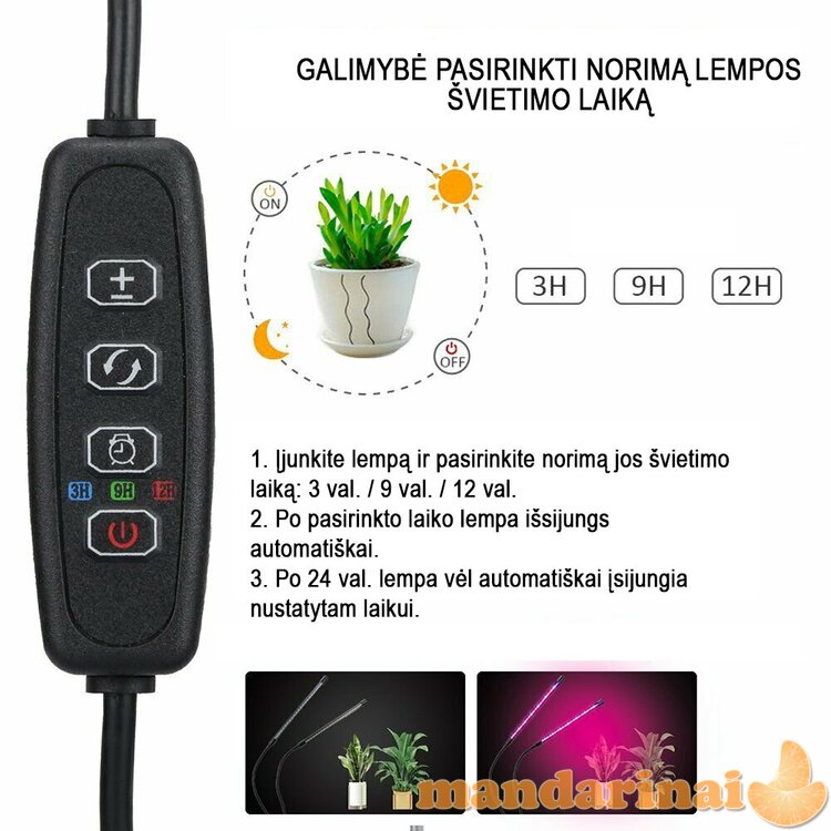 Programuojama keturguba pilno spektro lempa su tvirtinimu