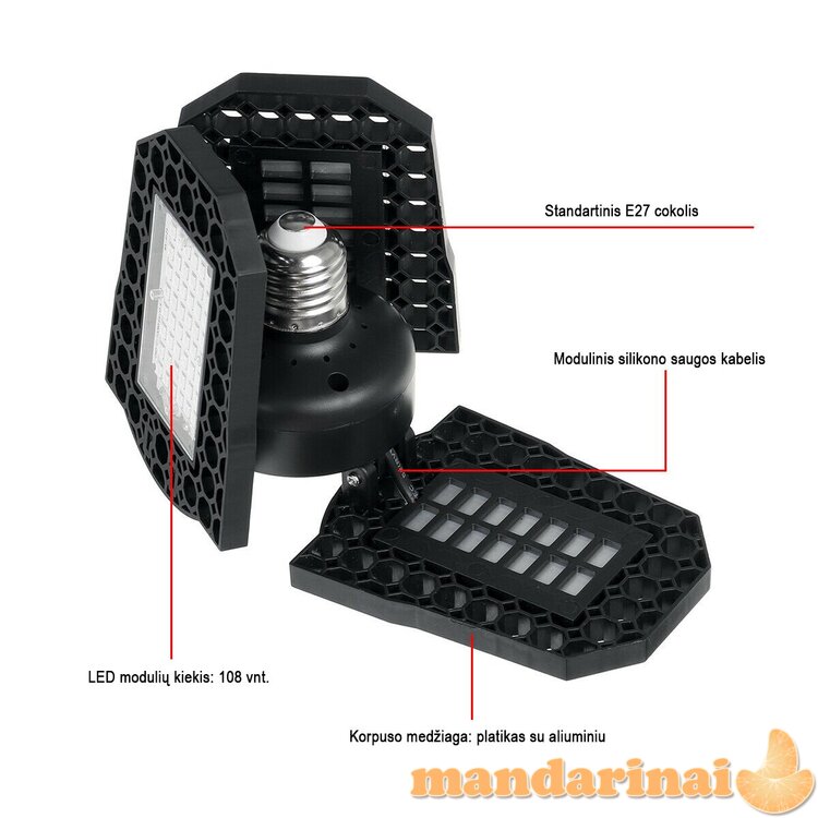 100W baltos šviesos reguliuojamo kampo lempa 