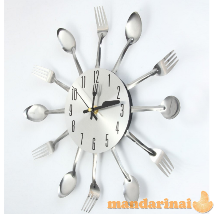 Virtuvinis 3D sieninis laikrodis „Šaukštai“