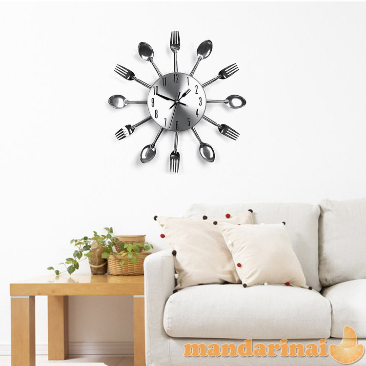 Virtuvinis 3D sieninis laikrodis „Šaukštai“