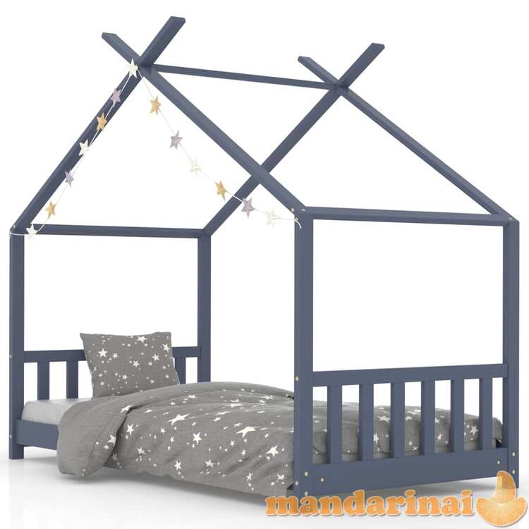 Vaikiškos lovos rėmas, pilkas, 70x140cm, pušies masyvas