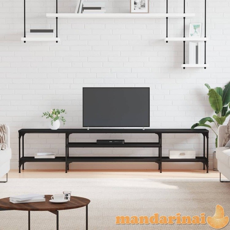 Televizoriaus spintelė, juoda, 201x35x45cm, mediena ir geležis
