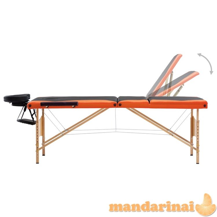 Masažinis stalas, juodas ir oranžinis, mediena, 3 zonų