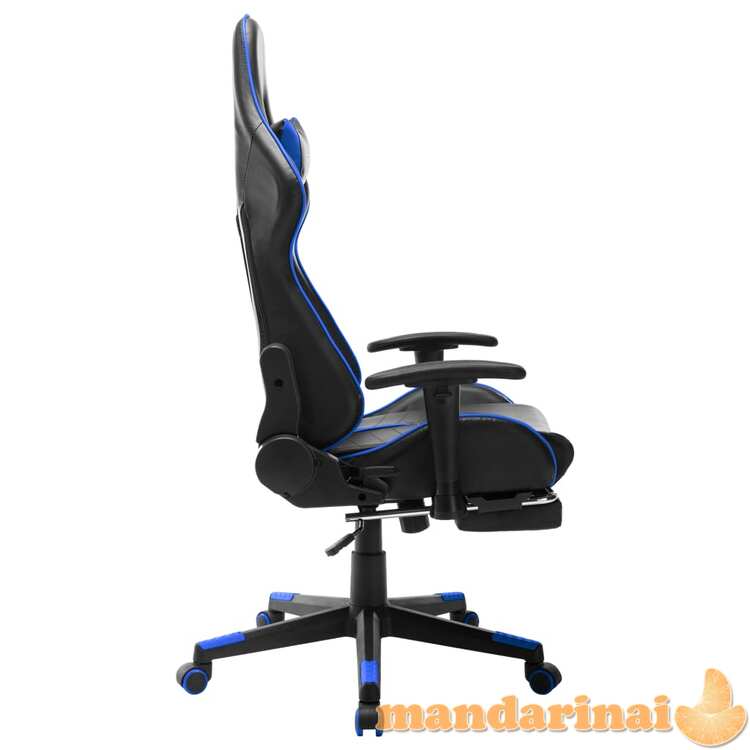 Žaidimų kėdė su pakoja, juoda ir mėlyna, dirbtinė oda