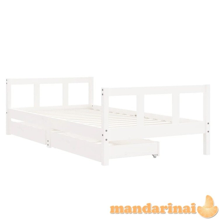 Vaikiškos lovos rėmas su stalčiais, baltas, 90x190cm, pušis
