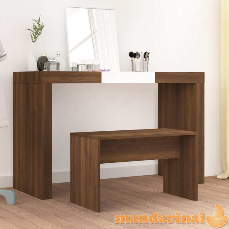 Kosmetinio staliuko kėdutė, ruda ąžuolo, 70x35x45cm, mediena
